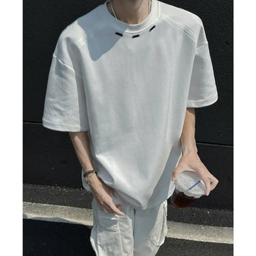Riolio Summer Short Sleeved T-shirt Men Oversized Fashion Black Casual T Shirt Men Streetwear Korean Loose White T Shirt Mens Top
